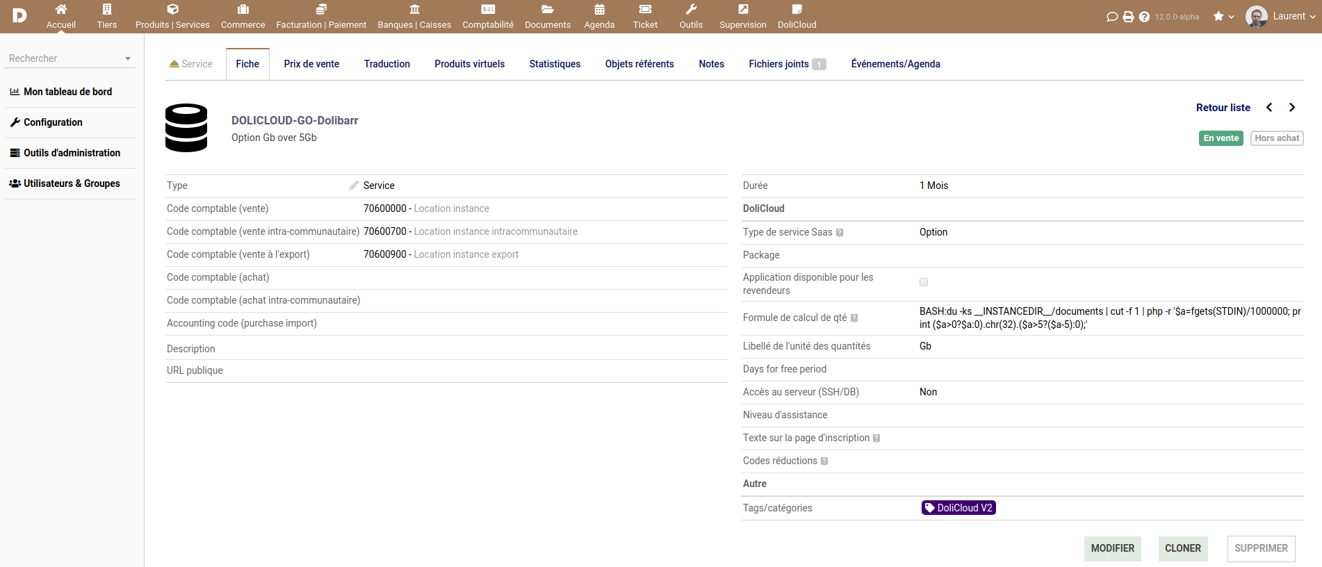 Example to setup a metric for pay per GB in Sell-Your-SaaS